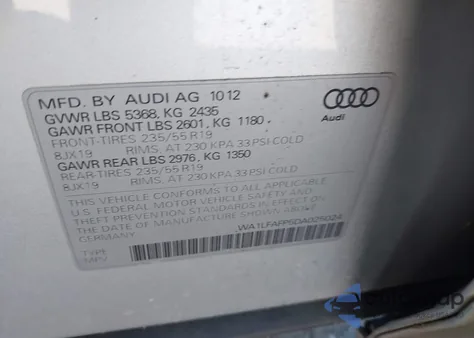 2013 Audi Q5 2.0T Premium из США, поврежденный, VIN WA1LFAFP5DA025024